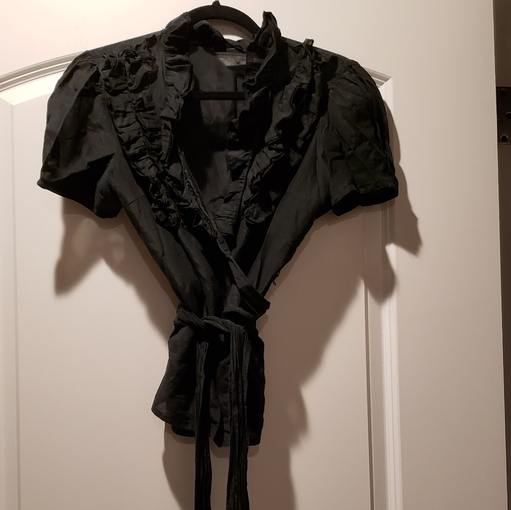 Black wrap-around blouse!